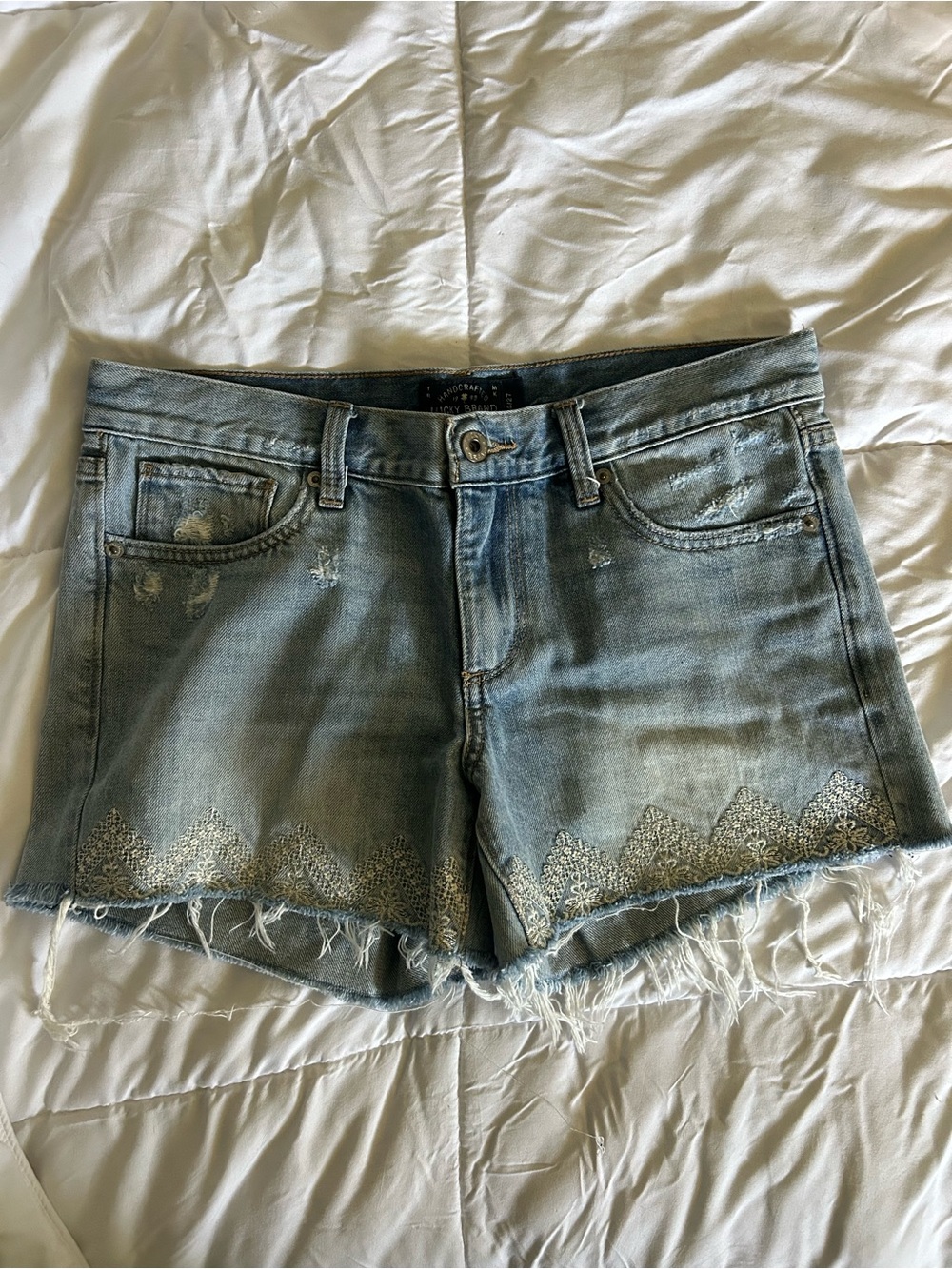 Lucky Brand Distressed Blue Denim Jean Shorts